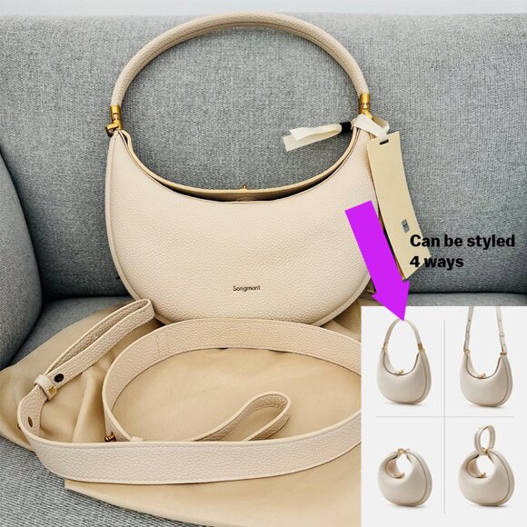 NEW Songmont inspired Luna convertible hobo purse crossbody Ivory crescent purse - Picture 1 of 10